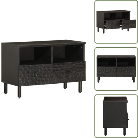 Mobile TV mango - vidaXL Mobile Porta TV Nero 70x33x46 cm in Legno Massello di Mango -