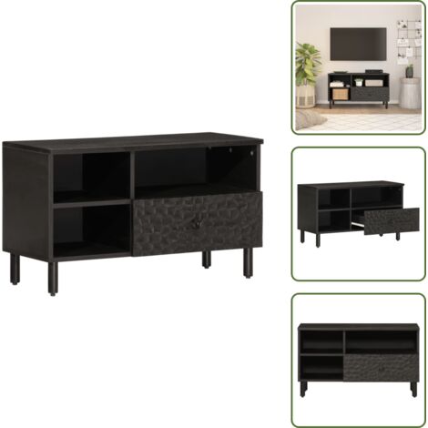 Mobile TV mango - vidaXL Mobile Porta TV Nero 80x33x46 cm in Legno Massello di Mango -