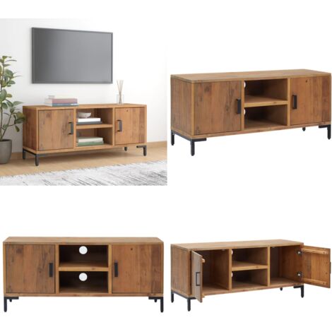 Mobile TV Marrone 110x35x48 cm in Legno Massello di Pino - Mobile TV - Mobile per TV