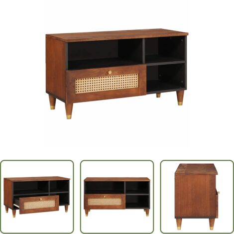Mobile TV marrone - Mobile TV Marrone 80 x 33,5 x 46 cm Legno di mango massello