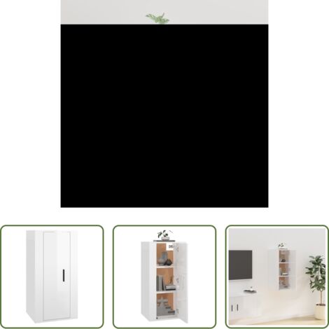 Mobile TV -  Mobile Porta TV a Parete Bianco Lucido 40x34,5x80 cm