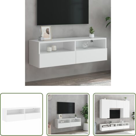 Mobile TV -  Mobile TV a Parete Bianco 100x30x30 cm in Legno Multistrato
