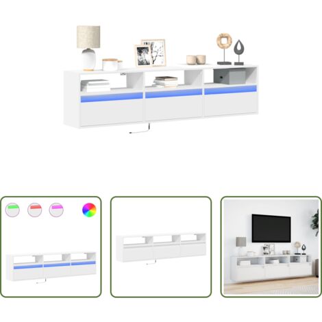 Mobile TV -  Mobile TV a Parete con LED Bianco 180x31x45 cm