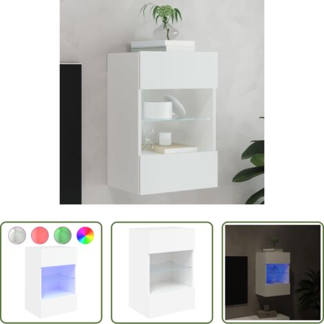 Mobile TV -  Mobile TV a Parete con Luci LED Bianco 40x30x60,5 cm