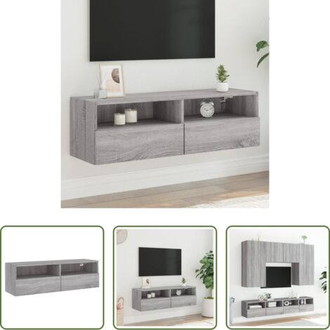 Mobile TV -  Mobile TV a Parete Grigio Sonoma 100x30x30 cm Legno Multistrato