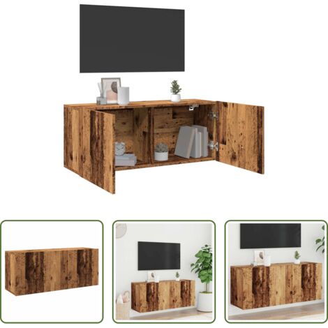 Mobile TV -  Mobile TV a Parete Legno Antico 100x30x41 cm