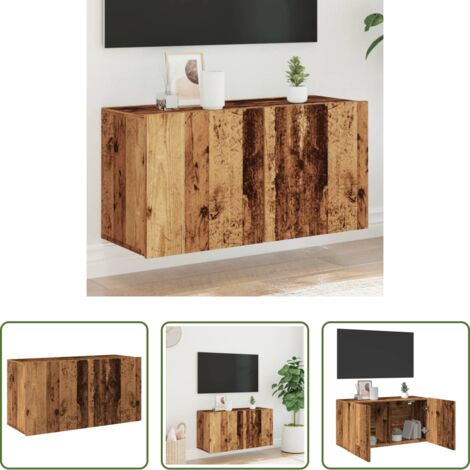 Mobile TV -  Mobile TV a Parete Legno Antico 80x30x41 cm