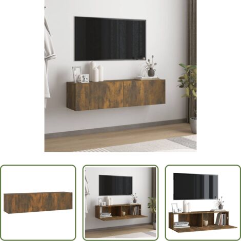 Mobile TV -  Mobile TV a Parete Rovere Fumo 120x30x30cm Legno Ingegnerizzato
