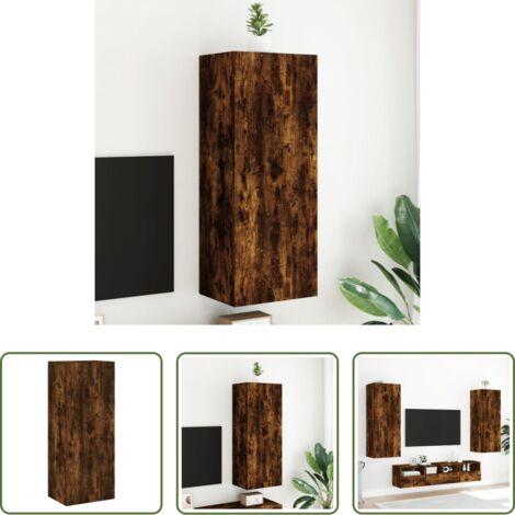 Mobile TV -  Mobile TV a Parete Rovere Fumo 40,5x30x102 cm Legno Multistrato