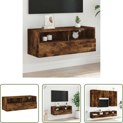Mobile TV -  Mobile TV a Parete Rovere Fumo 80x30x30 cm in Legno Multistrato