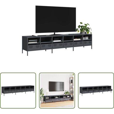 Mobile TV -  Mobile TV Antracite 202x39x43,5 cm Acciaio Laminato a Freddo
