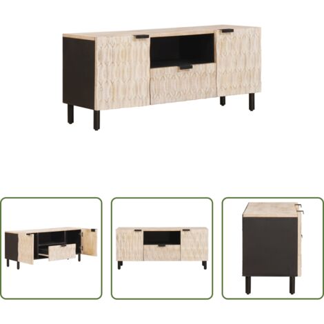 Mobile TV -  Mobile TV con cassetto Finitura Bianco Lavato 105 x 33 x 46 cm
