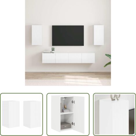 Mobile TV -  Mobile TV da parete 2 pcs Bianco Lucido 30 x 31 x 60 cm