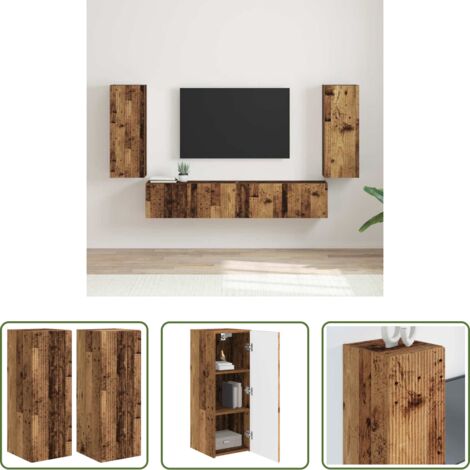 Mobile TV -  Mobile TV da parete 2 pcs Legno vecchio 30 x 31 x 80 cm