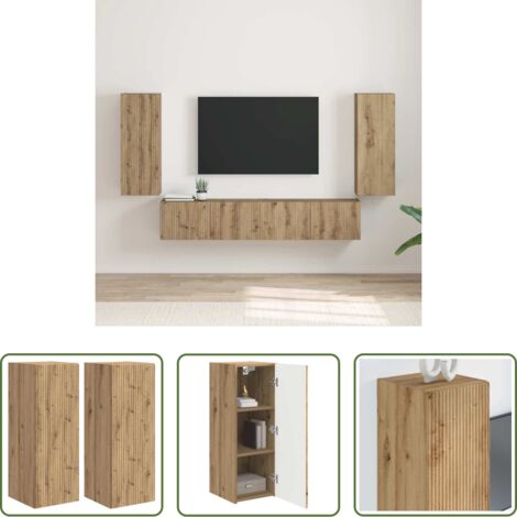 Mobile TV -  Mobile TV da parete 2 pcs Rovere Artigianale 30 x 31 x 80 cm