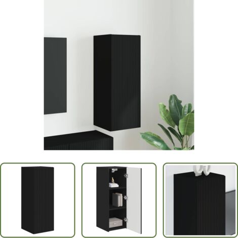 Mobile TV -  Mobile TV da parete Nero 30 x 31 x 80 cm Legno multistrato