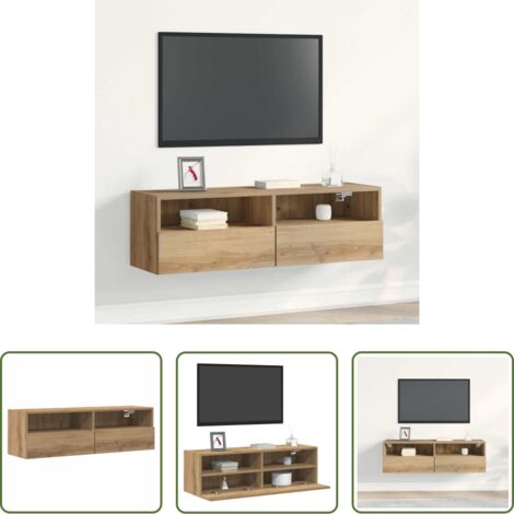 Mobile TV -  Mobile TV da parete rovere artigianale 100 x 30 x 30 cm