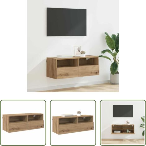 Mobile TV -  Mobile TV da parete Rovere artigianale 80 x 30 x 30 cm