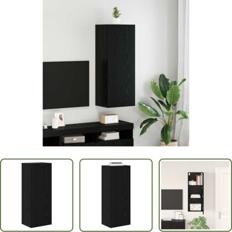 Mobile TV -  Mobile TV da parete Rovere Nero 40,5 x 30 x 102 cm