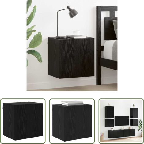 Mobile TV -  Mobile TV da parete Rovere Nero 40,5x30x40cm Legno multistrato