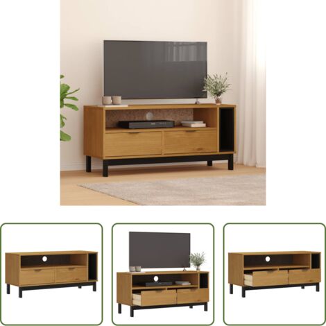 Mobile TV -  Mobile TV FLAM 110x40x50 cm in Legno Massello di Pino