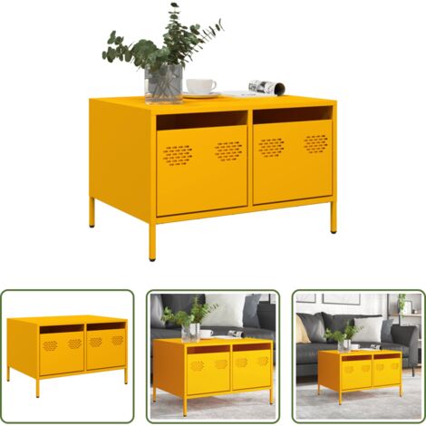 Mobile TV -  Mobile TV Giallo Senape 68x50x43,5 cm Acciaio Laminato a Freddo