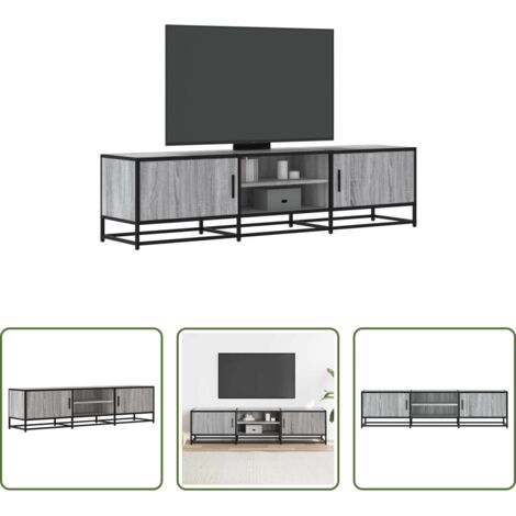 Mobile TV -  Mobile TV Grigio Sonoma 160x35x41cm Legno Multistrato e Metallo