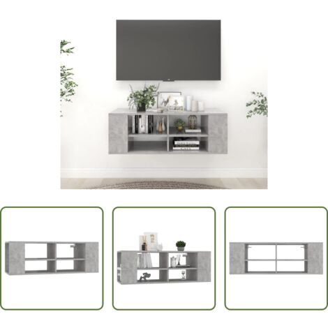 Mobile TV -  Mobile TV Parete Grigio Cemento 102x35x35 cm Legno Multistrato