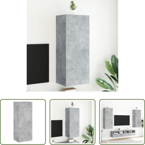 Mobile TV -  Mobile TV Parete Grigio Cemento 40,5x30x102cm Legno Multistrato