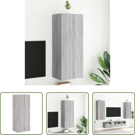 Mobile TV -  Mobile TV Parete Grigio Sonoma 40,5x30x102 cm Legno Multistrato