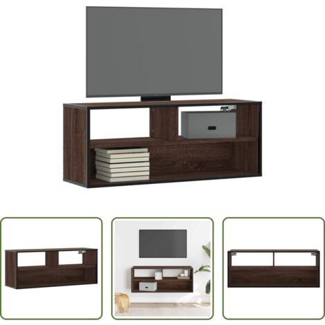 Mobile TV -  Mobile TV Rovere Marrone 100x31x39,5 cm in Truciolato e Metallo