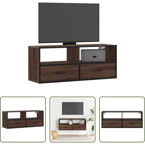 Mobile TV -  Mobile TV Rovere Marrone 100x31x39,5 cm in Truciolato e Metallo