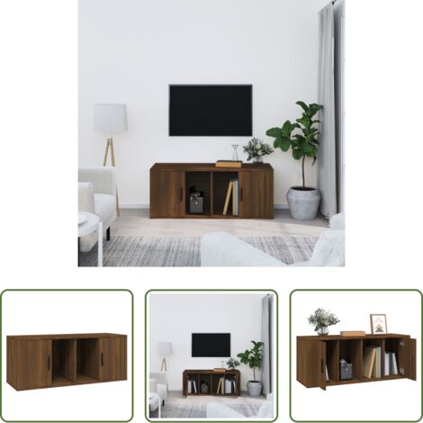Mobile TV -  Mobile TV Rovere Marrone 100x35x40 cm in Legno Multistrato