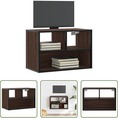 Mobile TV -  Mobile TV Rovere Marrone 60x31x39,5cm in Truciolato e Metallo