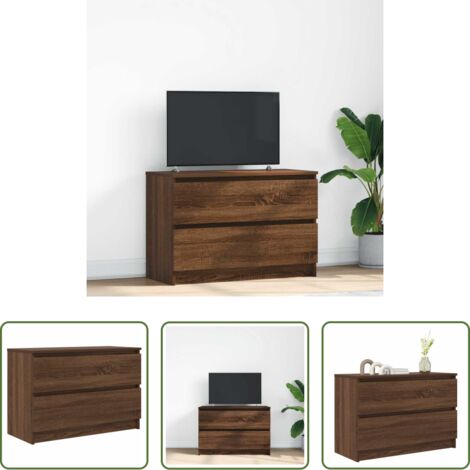 Mobile TV -  Mobile TV Rovere Marrone 80x35x54 cm in Legno Multistrato