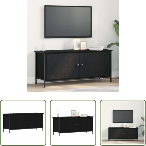 Mobile TV -  Mobile TV Rovere Nero 100 x 35 x 45 cm Legno multistrato