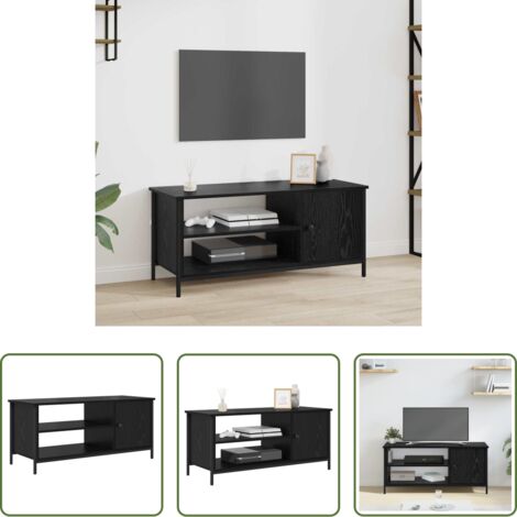 Mobile TV -  Mobile TV Rovere Nero 100 x 40 x 45 cm Legno multistrato