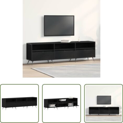 Mobile TV -  Mobile TV Rovere nero 150 x 30 x 44,5 cm Legno multistrato