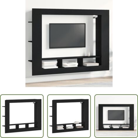 Mobile TV -  Mobile TV Rovere nero 152 x 22 x 113 cm Legno multistrato