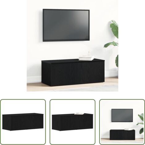 Mobile TV -  Mobile TV Rovere Nero 80x34x30 cm Legno multistrato