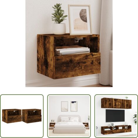 Mobile TV -  Mobili TV a Muro 2 pz Rovere Fumo 40x30x30 cm Legno Multistrato