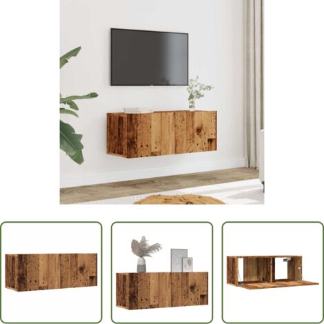 Mobile TV -  Mobili TV a Parete 2pz Legno Antico 80x30x30 cm