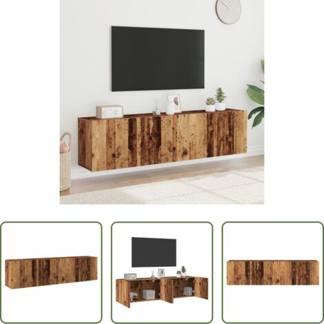 Mobile TV -  Mobili TV a Parete 2pz Legno Antico 80x30x41 cm