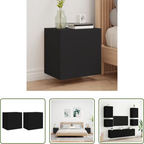 Mobile TV -  Mobili TV a Parete 2pz Neri 40,5x30x40 cm in Legno Multistrato