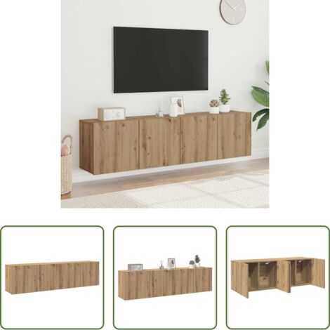 Mobile TV -  Mobili TV a Parete 2pz Rovere Artigianale 80x30x41 cm