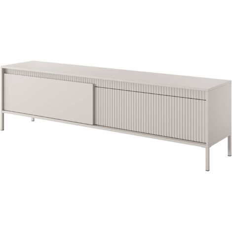 Mobile TV moderno con frontale scanalato, 154×56×39 cm, Cashmere / Oro