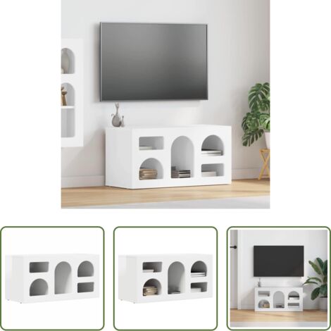 Mobile TV moderno -  Mobile TV Bianco Lucido 80 x 35 x 40 cm Legno multistrato