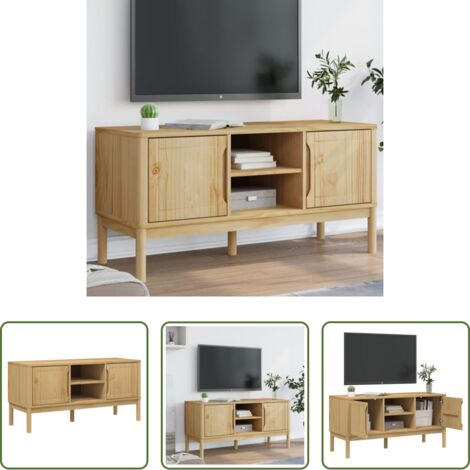Mobile TV moderno -  Mobile TV FLORO Marrone Cera 114x43x55 cm in Legno di Pino