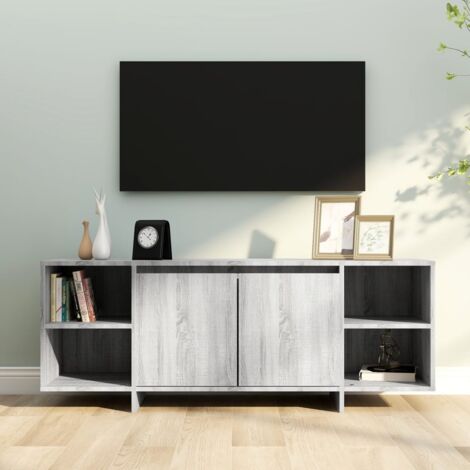 Mobile porta TV 130 cm in legno rovere nordico e bianco - Gromi