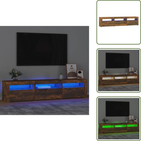 Mobile TV moderno - vidaXL Mobile Porta TV con Luci LED Rovere Fumo 180x35x40 cm - Mobile TV con design trendy